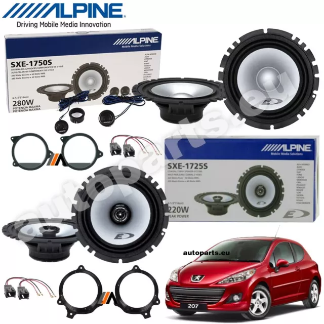 Set 6 Haut Parleur Haut-Parleurs ALPINE avant et Arrière pour Peugeot 207