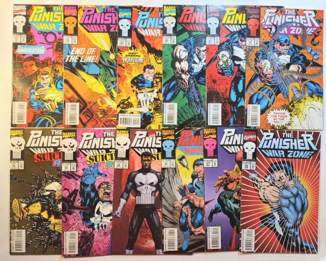 The Punisher War Zone #17 - #28 Volume 1. 12 Comic Book Lot HUGE PUNISHER SALE