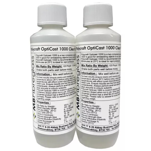 Polycraft OptiCast 1000 Water Clear Polyurethane Casting Resin - 440g Kit