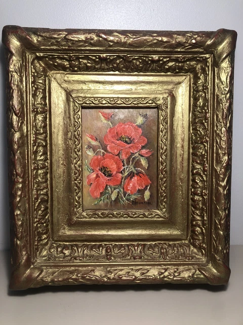 Tableau huile sur panneau miniature Cadre Ancien