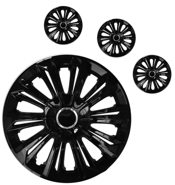 STRONG  BLACK GLOSS 15 "  WHEEL TRIMS COVERS HUB CAPS 15 INCH 4 pcs SET