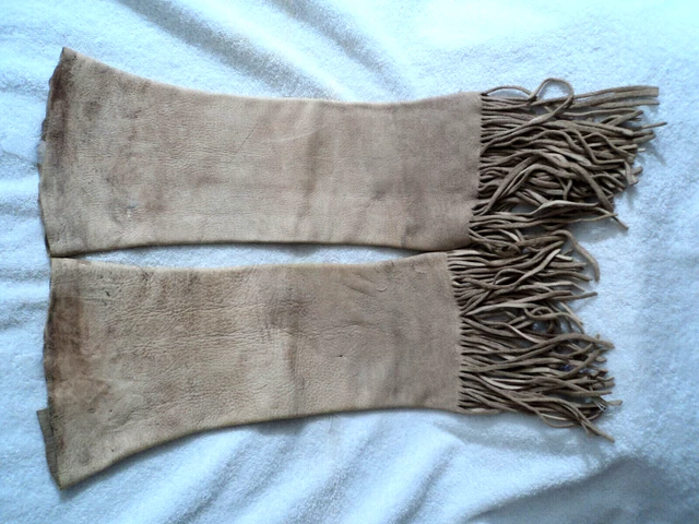 Circa 1900's Plains Native American Indian Hand Tanned Hide Leather Leggins HTF
