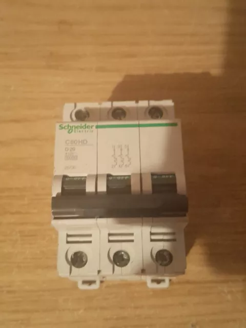 Schneider 25730 C60HD D20 20A 3 Phase MCB