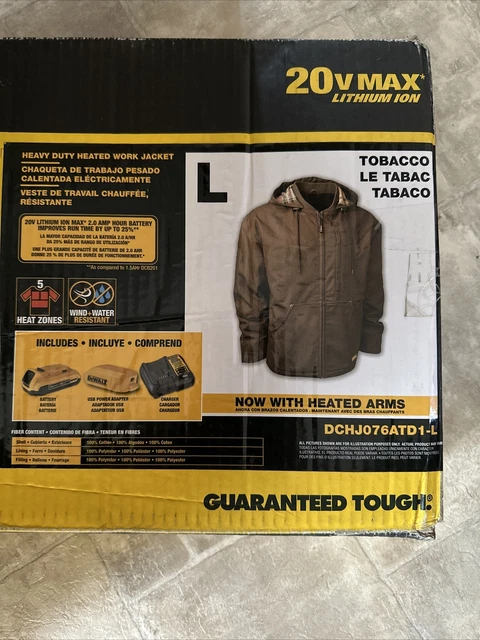 Dewalt Unisex Heated Bare Tool Heavy Duty Work Coat Tobacco Large