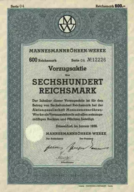 Mannesmann Röhren AG 1938 Düsseldorf Bitterfeld Leipzig Mülheim Siemens Vorzüge