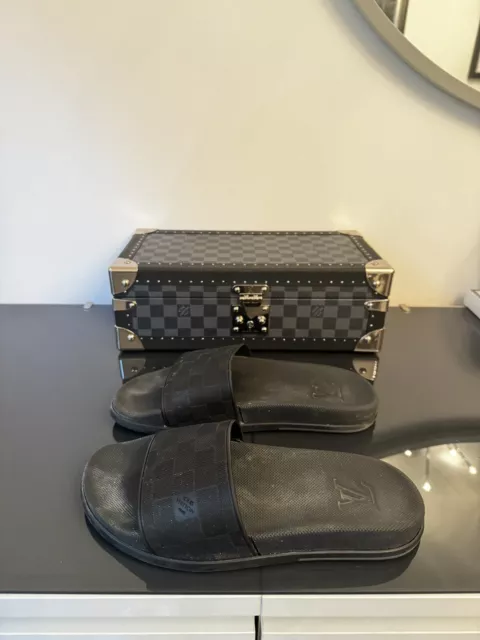 Louis Vuitton Navy Blue Damier Embossed Rubber Waterfront Flat