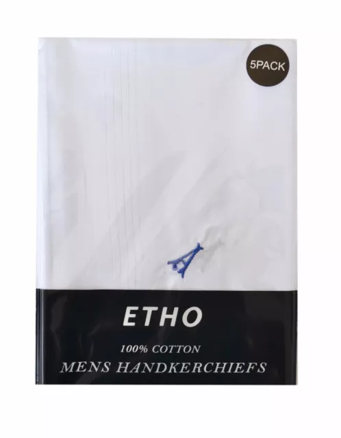 Mens 4-7 Pack White Cotton Handkerchiefs Personalised Initial Letter Monogrammed 2