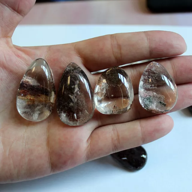 Natural Teardrop Clear Quartz Crystal Ghost Phantom Mineral Rock Stone Healing