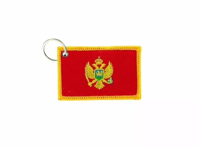 Keychain keyring embroidered embroidery patch double sided flag montenegro
