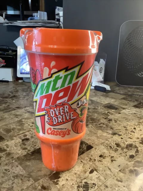 Overdrive Pop Soda Mountain Dew Casey's Exclusive Mug 32oz New Sealed RARE LE