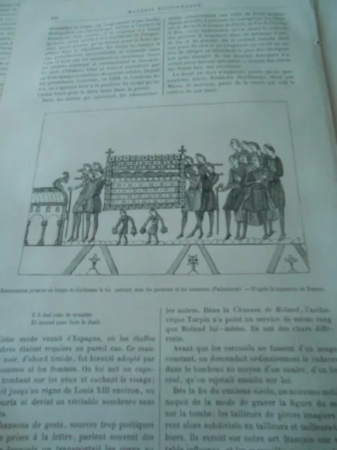 Moeurs autrefois les pompes funèbres en france Gravure Antique Print 1888
