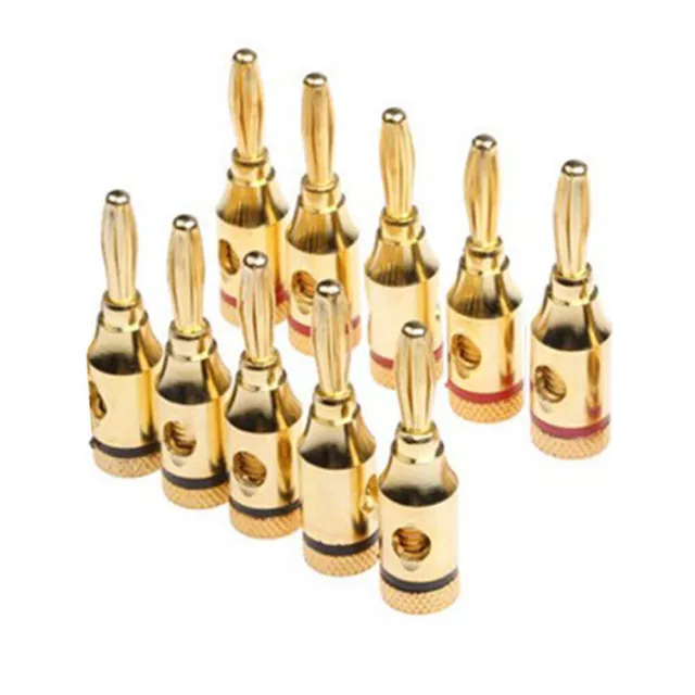 10Pcs 24k Gold-Plated 4mm Banana Plug Musical Cable Wire Audio Speaker Connector