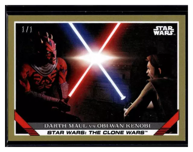 2023 Topps Star Wars Throwback Thursday 78 Darth Maul vs Obi-Wan Kenobi Gold 1/1