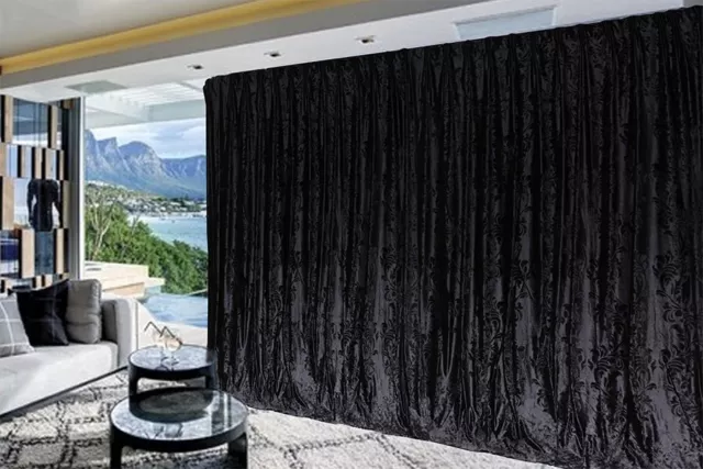 Large Thick Velvet Curtains Stunning Flocking 2x295x270cm+30 Hooks, 4m blockout