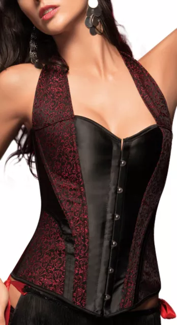 sexy Corsagentop Vollbrust Corsage Korsett Bustier Bluse schwarz Gothic