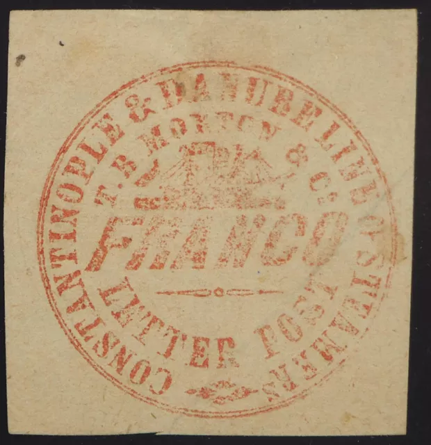 Türkei - Schiffspost, Roter Handstempel "T.B.Morton & Co." auf Bfst., Gepr.
