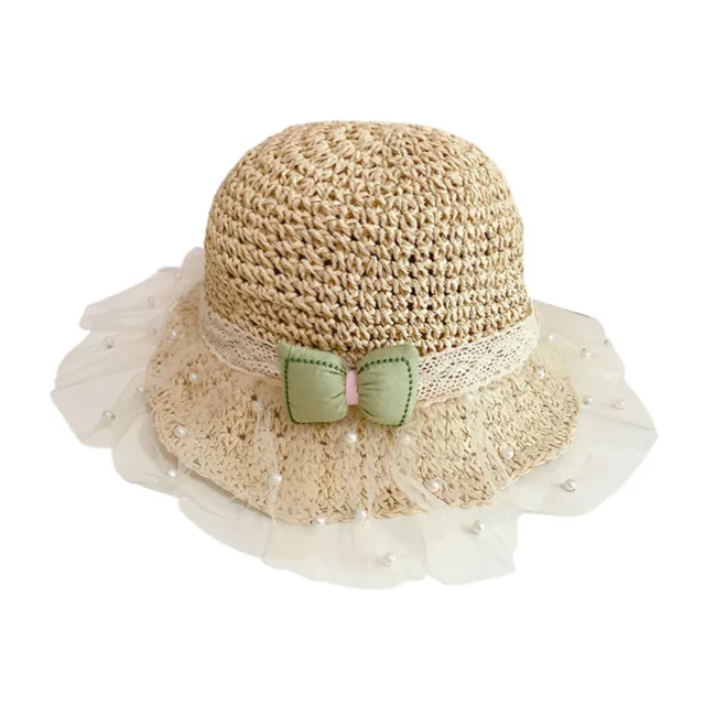 Cappello a secchio design nodo a fiocco protezione solare bambini cappello da pescatore tessitura