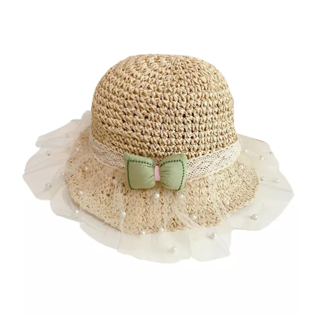 Cappello a secchio design nodo a fiocco protezione solare bambini cappello da pescatore tessitura