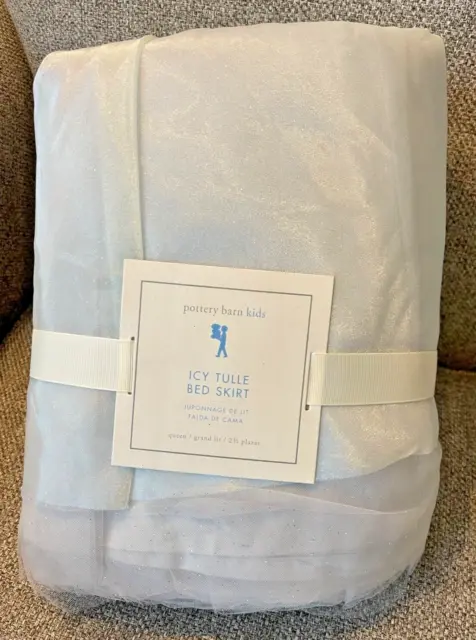 Falda de cama de tul helado Pottery Barn para niños falda de cama REINA en capas brillo congelado nueva en paquete