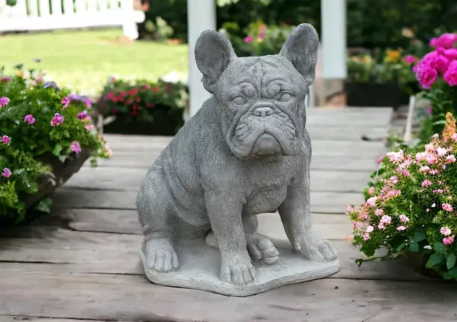 Massive French Bulldog Sculpture Concrete Memorial Dog Statue Outdoor Decor 17"