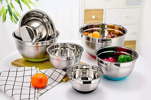 TeamFar Mixing Bowl Set of 6, Stainless Steel Baking Nesting Bowls Set with Lids