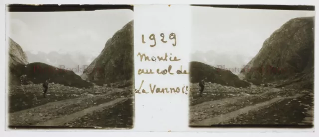 FRANCE Montagne Col de la Vanoise 1929 Photo Stereo Glass Plate n2 2