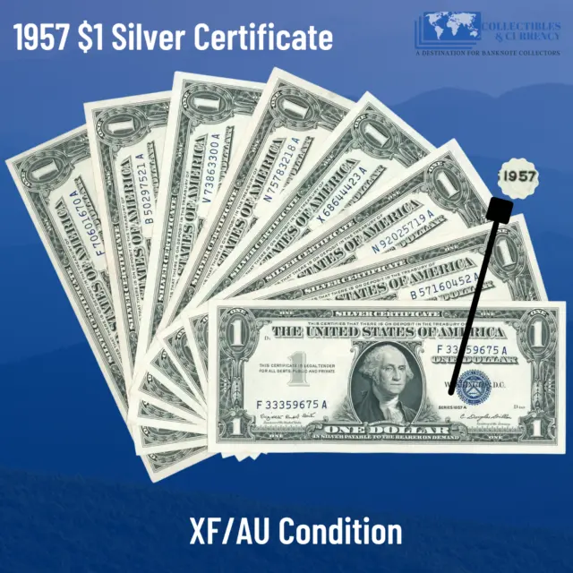 ✔ One 1957 Blue Seal $1 Dollar Silver Certificate, XF/AU, Old US ONE Dollar Bill