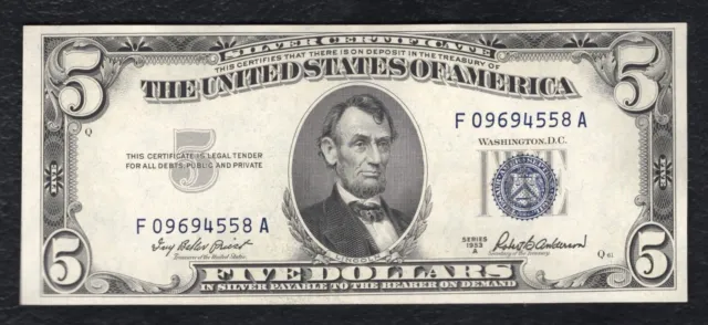 Fr. 1656 1953-A $5 Five Dollars Silver Certificate Note Gem Uncirculated