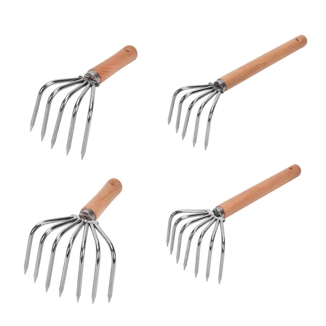 Râteau à main petit désherbage poignée en bois Portable creuser pour les