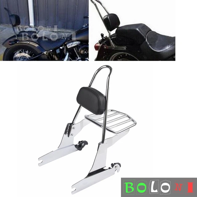 Chrome Sissy Bar Backrest Luggage Rack For Harley Softail FLSL FLSTN 2006-2017