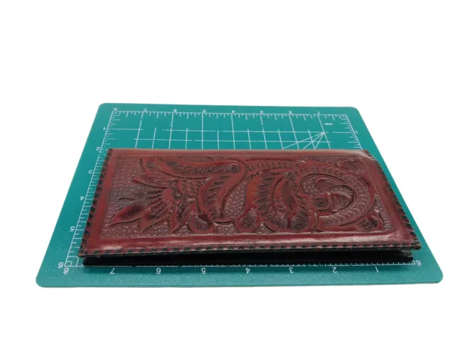 VINTAGE HAND TOOLED Leather Wallet Long Bi Fold Embossed Mexico 8 ...