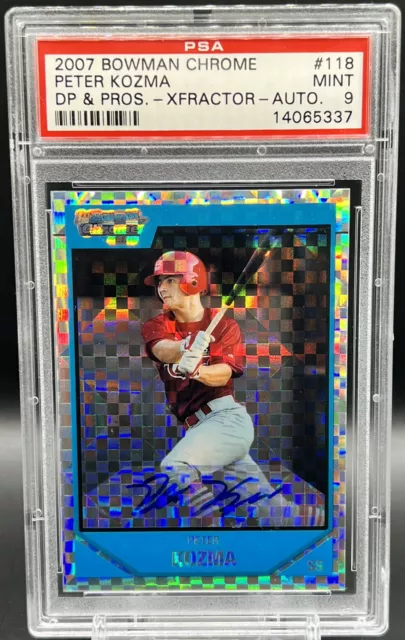 2007 BC DP&P Peter Kozma 62/225 PSA 9 *Top Pop 1* Cardinals Auto X-Fractor RC