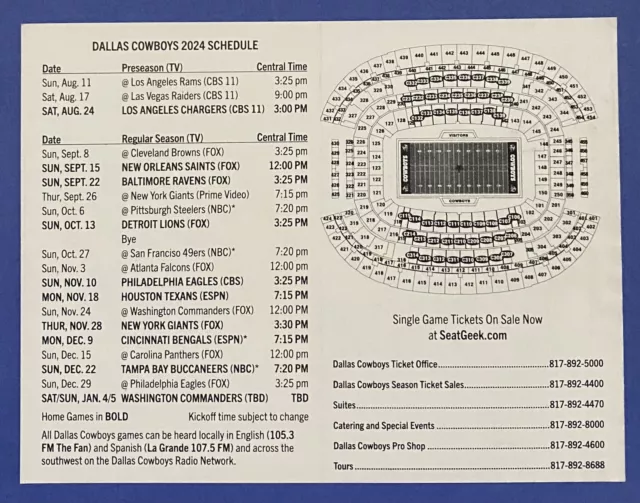2024 DALLAS COWBOYS Schedule 🏈 NFL Football Sked NEW‼️ COOL ‼️ BEER 🍻