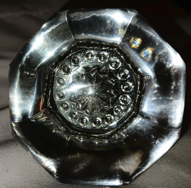 Vtg Antique Octagon 8 Point Crystal Glass Door Knob Brass Fitting EUC Stunning
