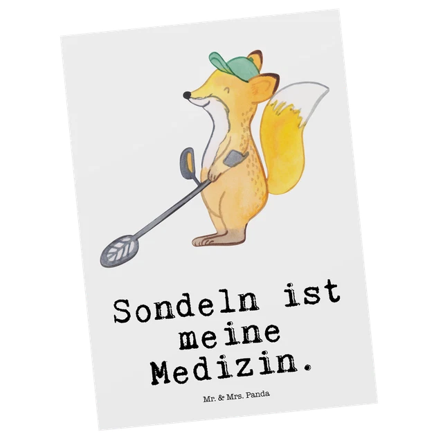 Postkarte Fuchs Metalldetektor Medizin - Geschenk Schatzsuche Einladung Sport