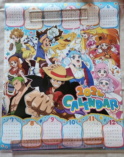 DIGIMON ADVENTURE 2024 Calendar One Piece Precure from japan F/S Rare