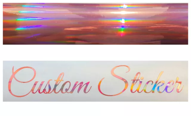 Rose Gold Pink Neo Hologram Custom Personalised Font Wording Text Sticker Decal