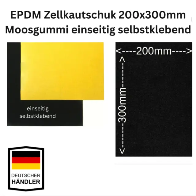 1 X EPDM Zellkautschuk 5mm Stärke 200mmx300mm einseitig selbstklebend  Moosgummi EUR 3,40 - PicClick DE