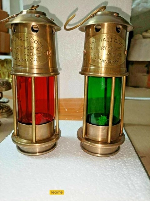 Set von 2 Stück Nautische Bootslaterne Antik Messing 11" Öllampe Maritime