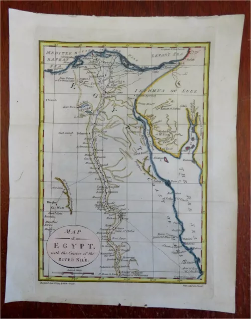 Egypt Nile River Cairo Alexandria Luxor Thebes 1793 Neele engraved map