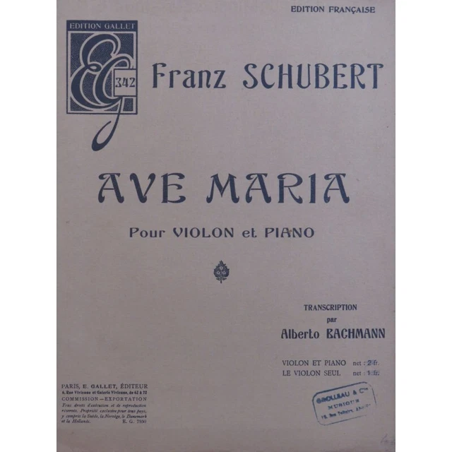 SCHUBERT Franz Ave Maria Violon Piano