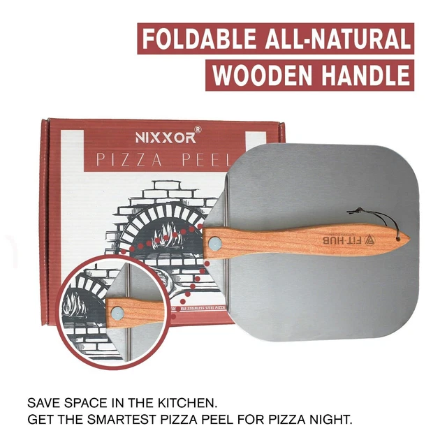Pizza Peel 12x14 with Foldable Handle Quality Paddle Kit Rocker