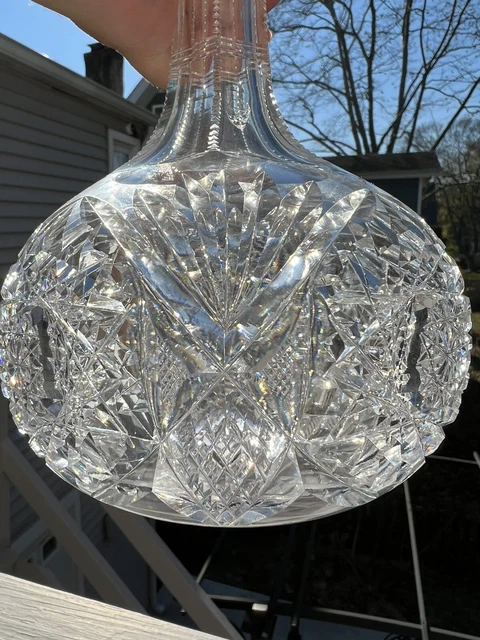 American Brilliant Cut GLASS CRYSTAL Wine Decanter Liquor Bottle(2 small chips) 3