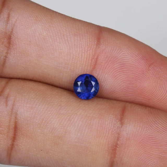 Saphir Naturel Bleu Bleuet 1.20 CT Rond Libre Certifié Pierre Précieuse Chauffé