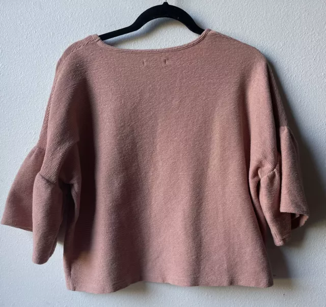 Womens Madewell Size Large Pink Bell Sleeve Blouse 3