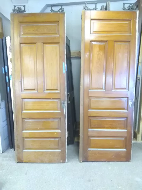 HUGE Antique 1890 Vintage Pair of Pocket Doors, Unknown Wood Type Milled 94"x 34