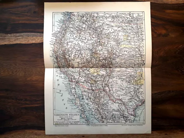 Alte Lithographie, Vereinigte Staaten westliche Hälfte, ca. 1920, Landkarte, USA