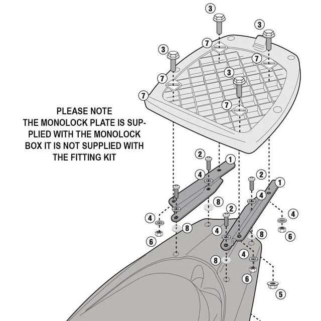 Kit raccordo rack posteriore specifico per Monolock Top box Honda Vision (2011-22)