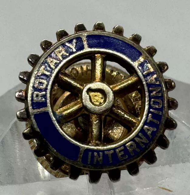 Vintage 10k Yellow Gold Rotary International Enamel Lapel Pin Not Scrap