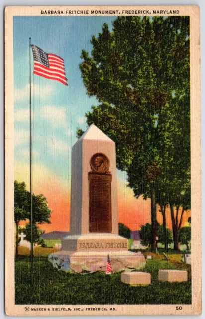 Frederick MD-Maryland, Barbara Fritchie Monument Vintage Postcard unposted
